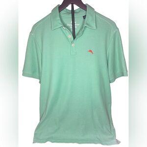 M EUC Tommy Bahama Island Zone Light Green/Teal Polo Shirt
